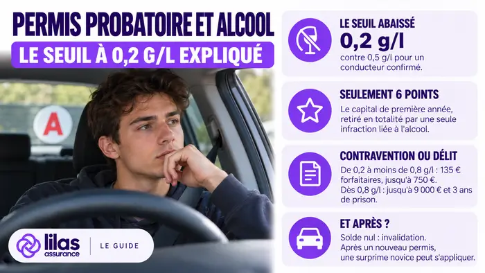 alcoolémie permis probatoire seuil : 0,2 g/l et sanctions